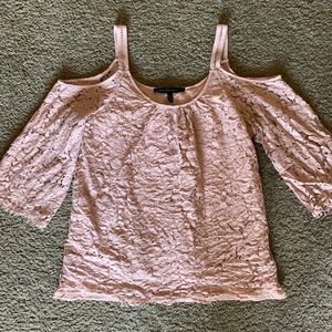 White House Black Market pink floral blouse